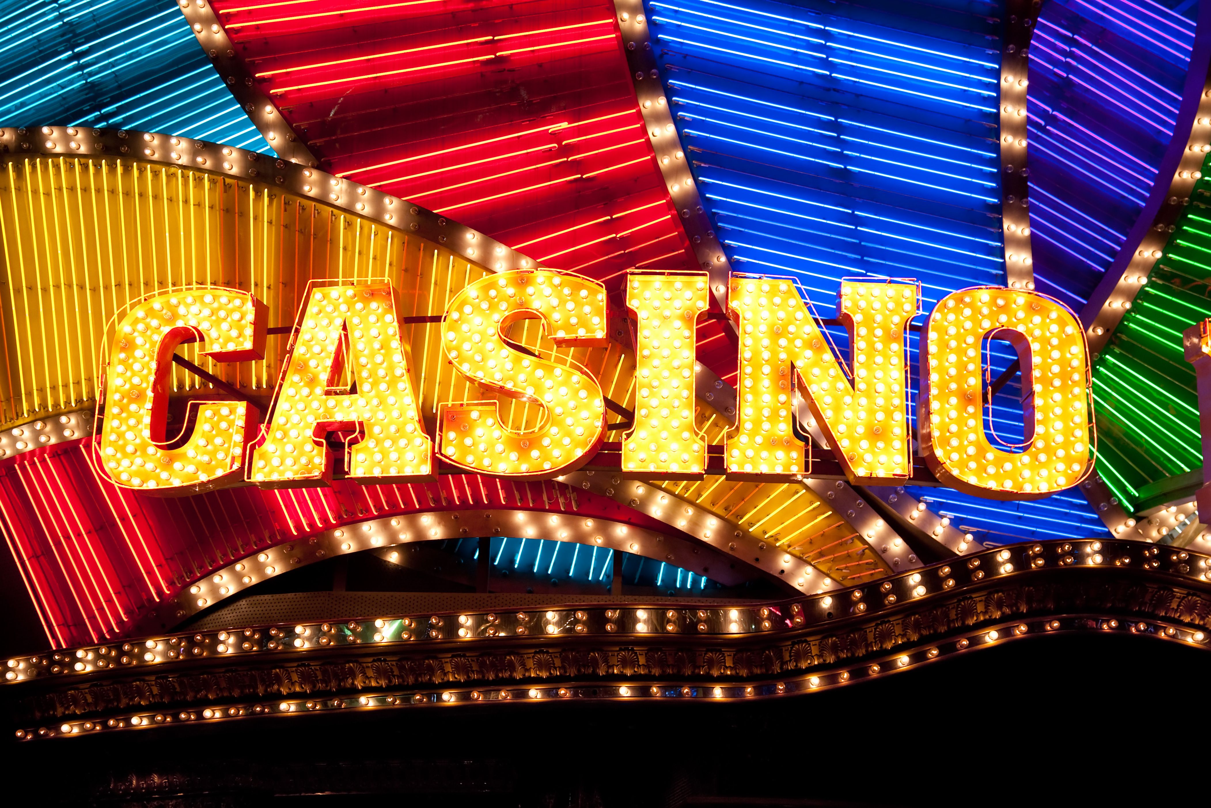 A dynamic graphic showing a map with pins on casino locations near a user's current location.
